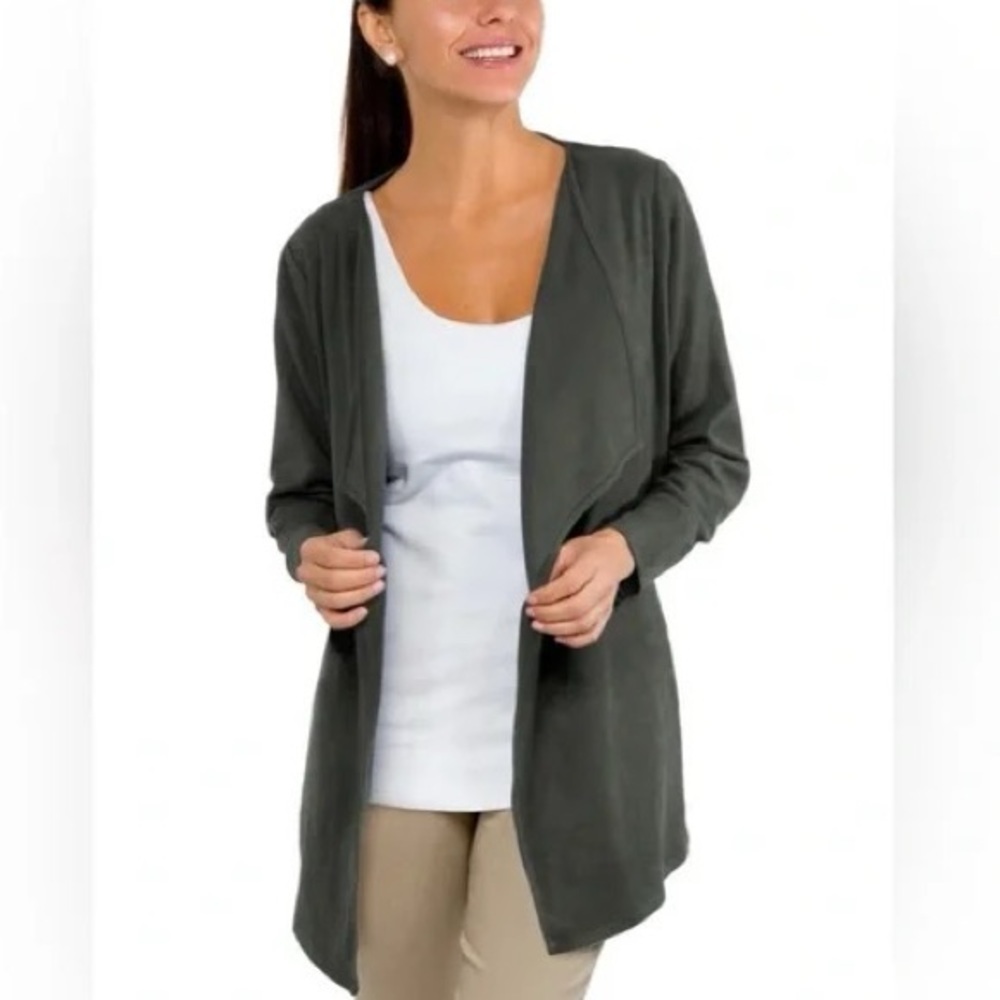Gretchen Scott Designs Waterfall Cardigan Suede-look Open Front Size XL